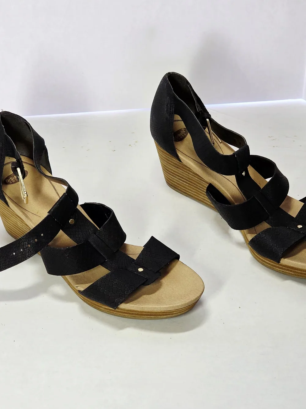 Dr. Scholl's Shoes Emerge Black Open Toe Strappy Wedge Sandals US Women's 8.5 M